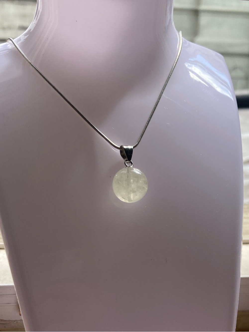 Natural Citrine Round Sphere Pendant | Silver Tone Bail | Pendant Only